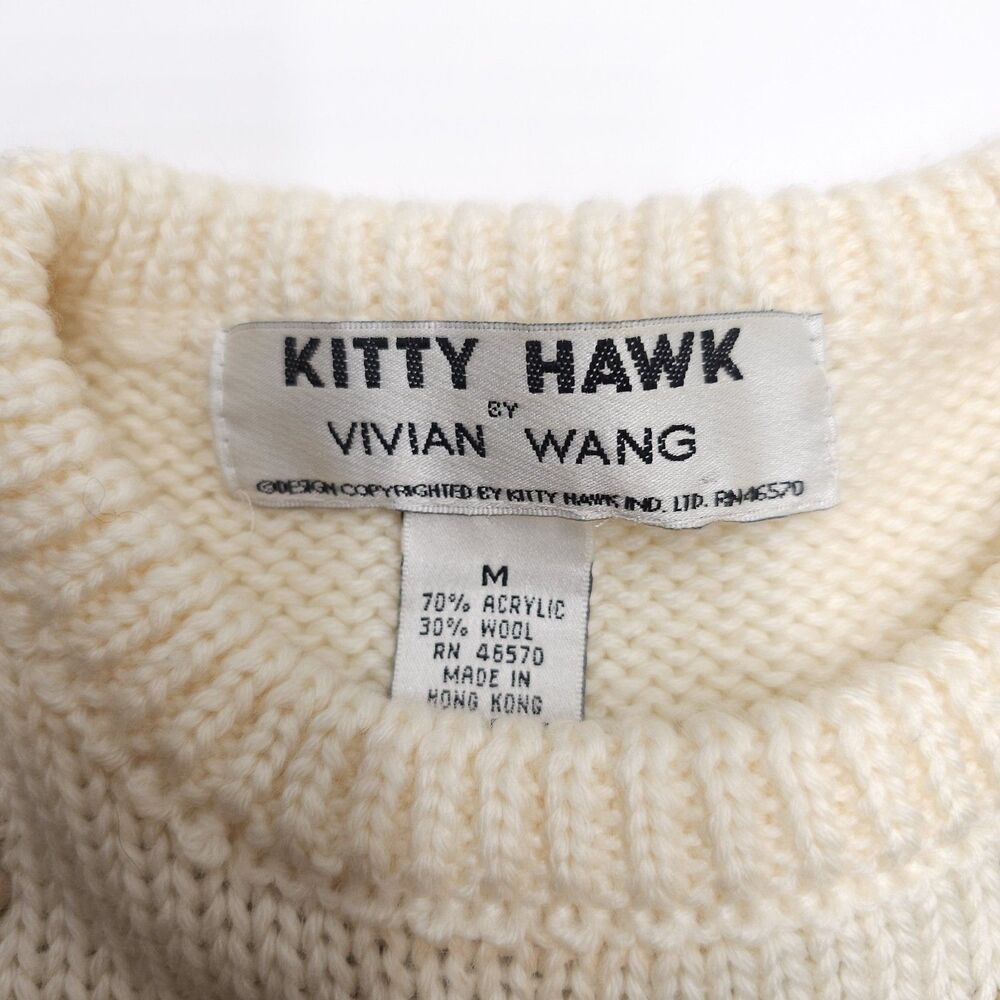 Vintage Kitty Hawk By Vivian Wang Sweater Womens Medium Beaded Stripe 80s Shell - Picture 2 of 12